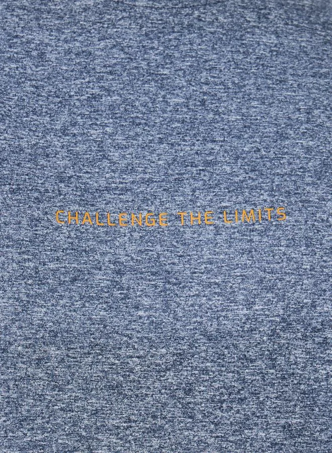 ستايلي اكتيف تيشيرت ميلانج محبوك بياقة دائرية وطبعة بسيطة