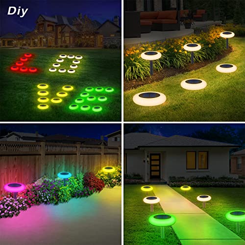 intelamp Solar Pathway Lights Outdoor, 6 Pack 9 Color Changing with Remote Control, Dusk to Dawn Solar Powered Waterproof LED Ground Lighting for House Outside Lawn Garden Yard Patio - Image 5