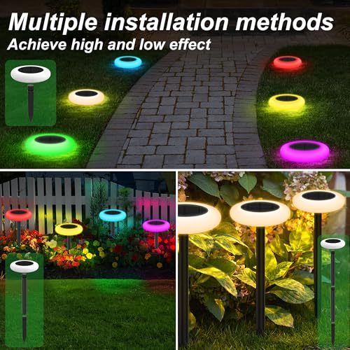 intelamp Solar Pathway Lights Outdoor, 6 Pack 9 Color Changing with Remote Control, Dusk to Dawn Solar Powered Waterproof LED Ground Lighting for House Outside Lawn Garden Yard Patio - Image 3