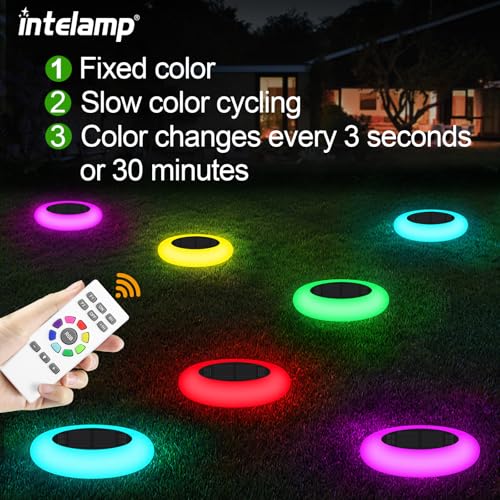 intelamp Solar Pathway Lights Outdoor, 6 Pack 9 Color Changing with Remote Control, Dusk to Dawn Solar Powered Waterproof LED Ground Lighting for House Outside Lawn Garden Yard Patio - Image 2