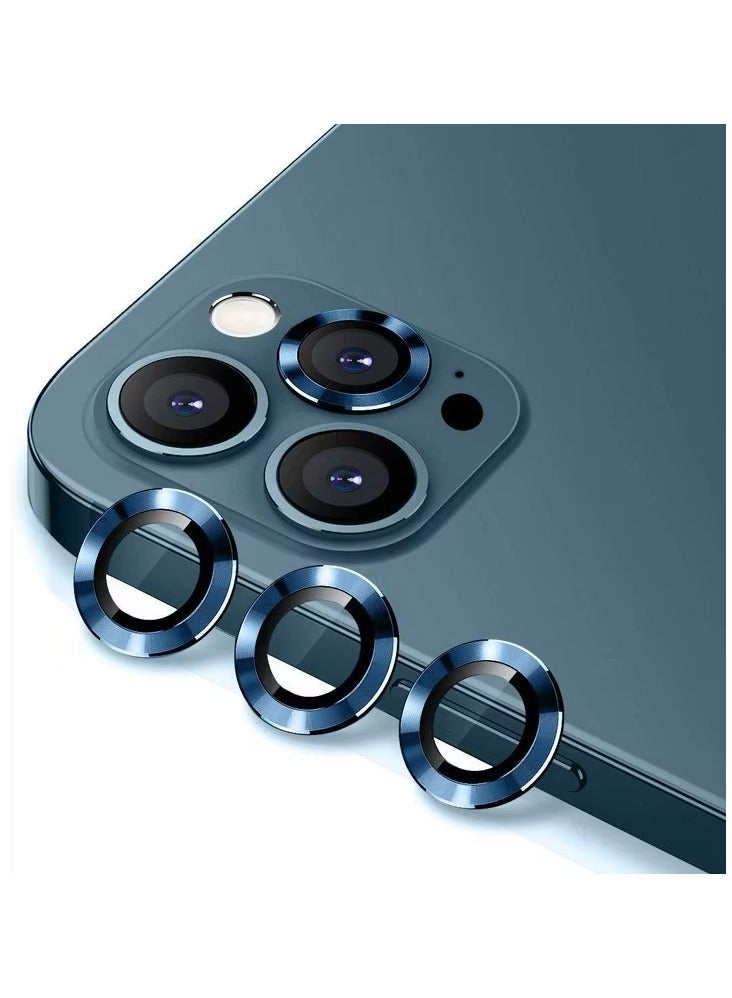 ديفيا حماية عدسة ديفيا جيمستون (3 قطع) متوافقة مع آيفون 12 برو (6.1 بوصة) - حامي عدسة كاميرا من الألومنيوم والسيراميك المقوى - مقاوم للانفجار ومقاوم للخدوش - صلابة 9H - لا يحجب الفلاش - أزرق - Image 2