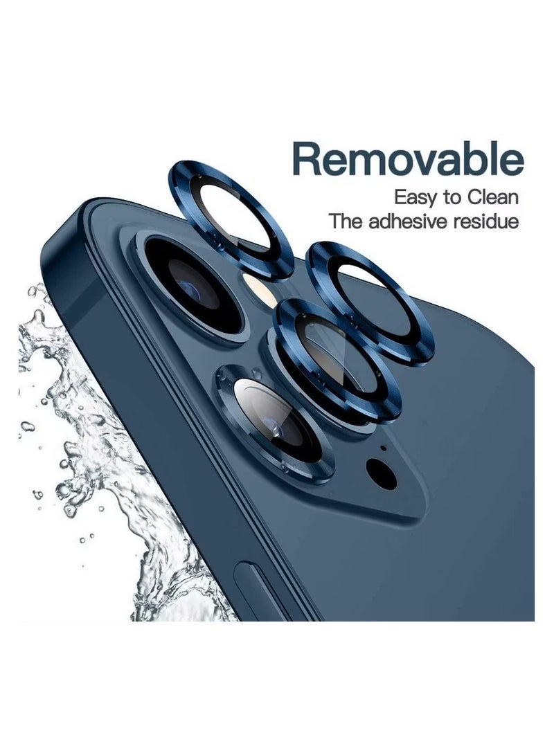 ديفيا حماية عدسة ديفيا جيمستون (3 قطع) متوافقة مع آيفون 12 برو (6.1 بوصة) - حامي عدسة كاميرا من الألومنيوم والسيراميك المقوى - مقاوم للانفجار ومقاوم للخدوش - صلابة 9H - لا يحجب الفلاش - أزرق - Image 3