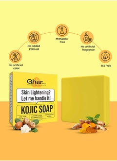 GHAR SOAP GHAR SOAPS Kojic Acid 2 % Soap with Niacinamide | For Pigmentation, Sun damage, Brightening Underarm & Reduces Dark Spot | Soap for Men & Women | Suitable for All Skin Types  - Image 3