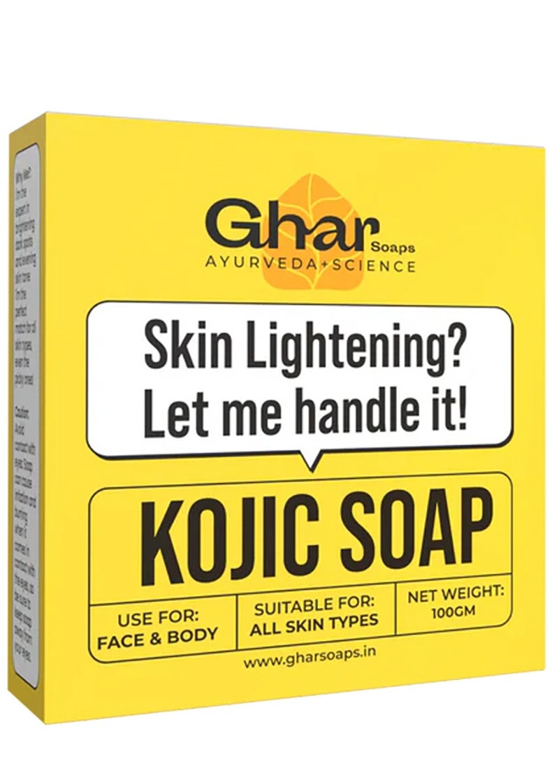 GHAR SOAP - GHAR SOAPS Kojic Acid 2 % Soap with Niacinamide | For Pigmentation, Sun damage, Brightening Underarm & Reduces Dark Spot | Soap for Men & Women | Suitable for All Skin Types - Image 1