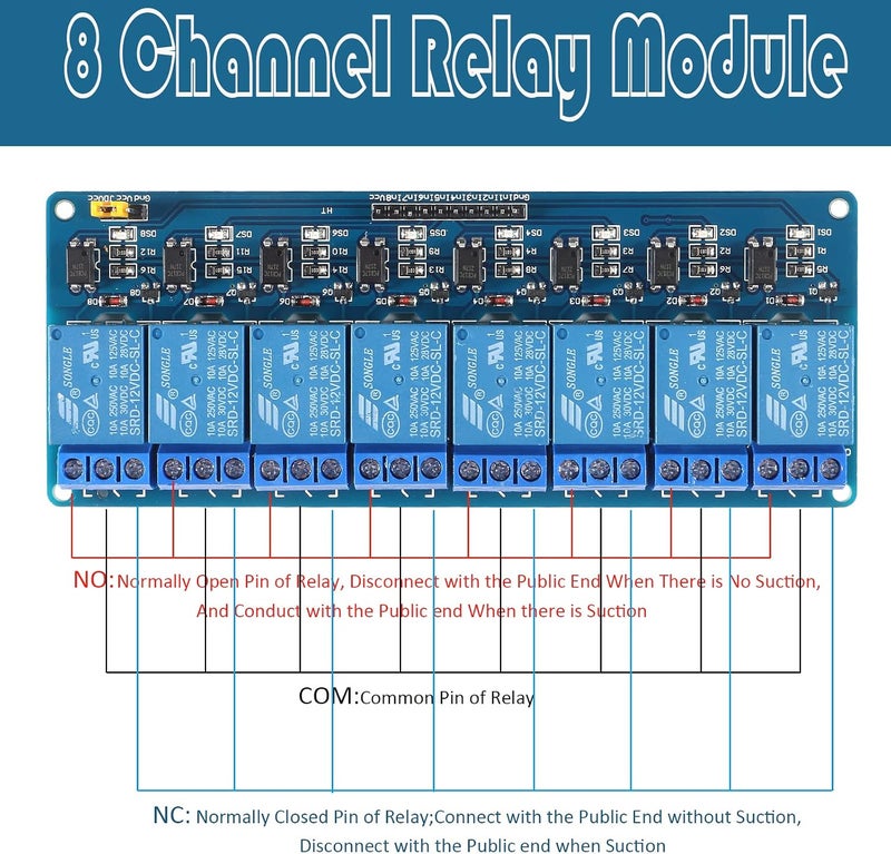 AEDIKO 2pcs 8 Channel Relay Module DC 12V Relay Module Board for DIY DSP AVR PIC ARM - Image 3