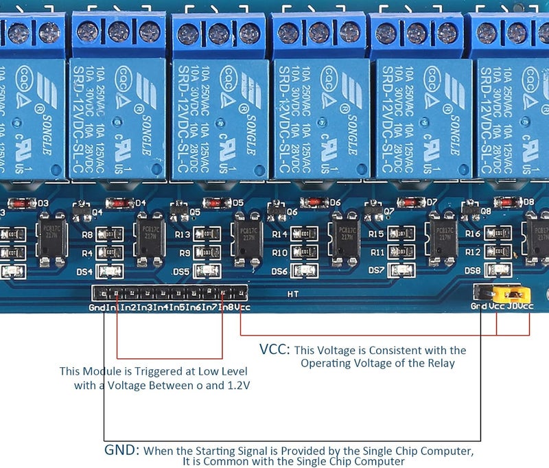AEDIKO 2pcs 8 Channel Relay Module DC 12V Relay Module Board for DIY DSP AVR PIC ARM - Image 5