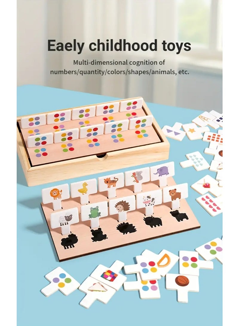 هالامودو صندوق خشبي متعدد الوظائف، لعبة ذكاء خشبية، ممارسة الأرقام/التعرف على الألوان/التعرف على الأشكال/مطابقة الحيوانات. هدية مثالية لمختلف المناسبات - Image 1