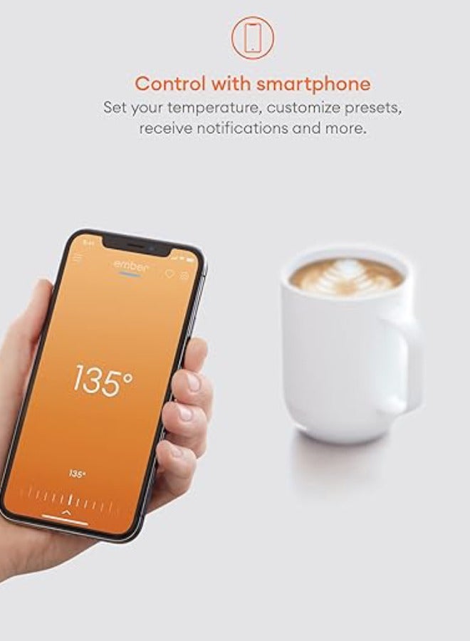 Ember كوب 2 14 أونصة / 414 مل | كوب ذكي مع تحكم في درجة الحرارة، معزول بالفراغ من الفولاذ المقاوم للصدأ للقهوة، الشاي، الماء، عمر بطارية 80 دقيقة، iOS/Android - أبيض - Image 2