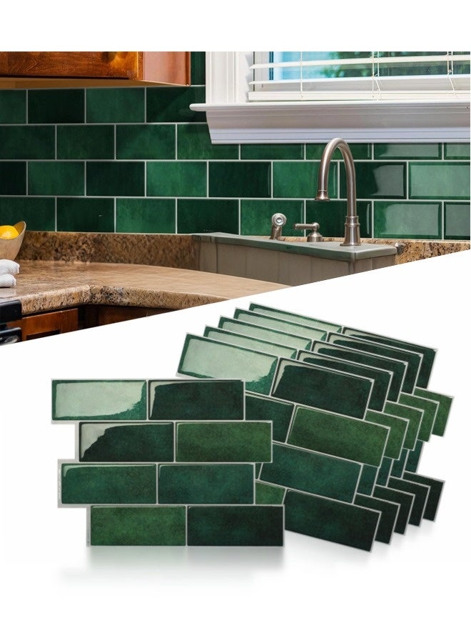 شيبشيب ورق جدران ثلاثي الأبعاد بتصميم الأحجار الكريمة باللون الأخضر - 6 أوراق بمقاس ‎ 7.28بوصة × ‎8.46‎ بوصة - بلاط خلفي لاصق ثلاثي الأبعاد قابل للإزالة واللصق للمطبخ والحمام وجدران البلاط - Image 1