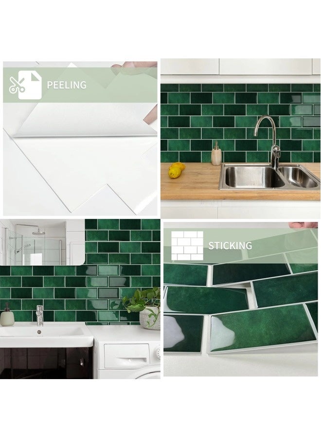 شيبشيب ورق جدران ثلاثي الأبعاد بتصميم الأحجار الكريمة باللون الأخضر - 6 أوراق بمقاس ‎ 7.28بوصة × ‎8.46‎ بوصة - بلاط خلفي لاصق ثلاثي الأبعاد قابل للإزالة واللصق للمطبخ والحمام وجدران البلاط - Image 3