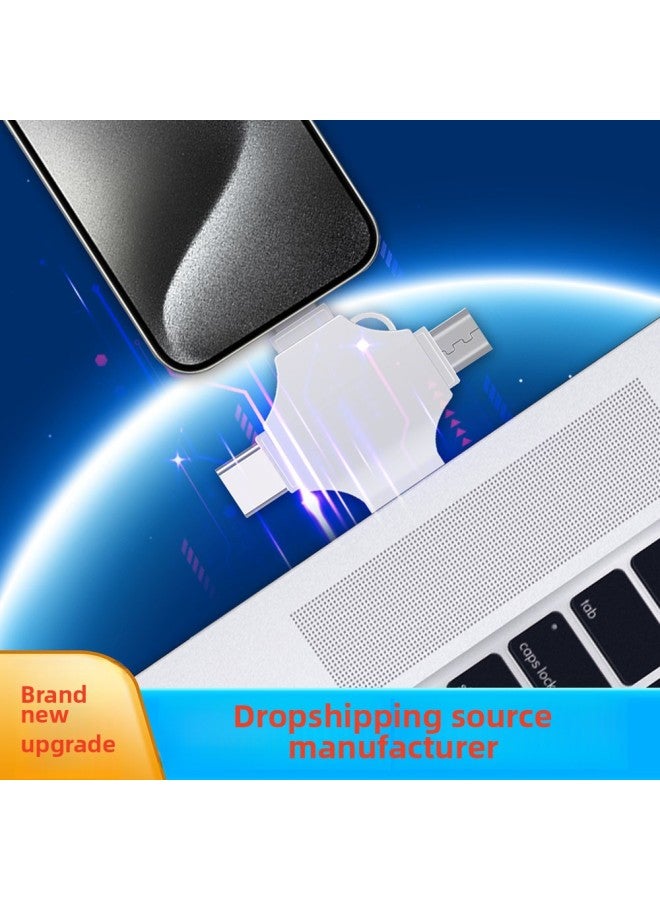 Loquat Cross Usb Mobile Phone Disk U Disk Metal Large Capacity U Dual-use Four-in-one U Disk Multi-function Computer-Color:Light Gray-Capacity:3.0 512G  - Image 3