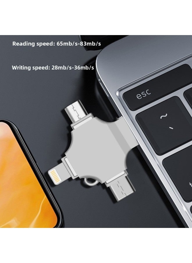 Loquat Cross Usb Mobile Phone Disk U Disk Metal Large Capacity U Dual-use Four-in-one U Disk Multi-function Computer-Color:Light Gray-Capacity:3.0 512G  - Image 5