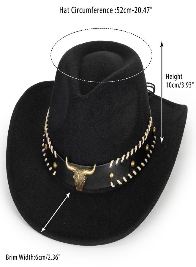 OVOY Kids Girls Boys Felt Fedora Hat Western Cowboy Cowgirl with Buckle Belt Felt Fedora Hats (for Kids 3-7 Years) Black - Image 3
