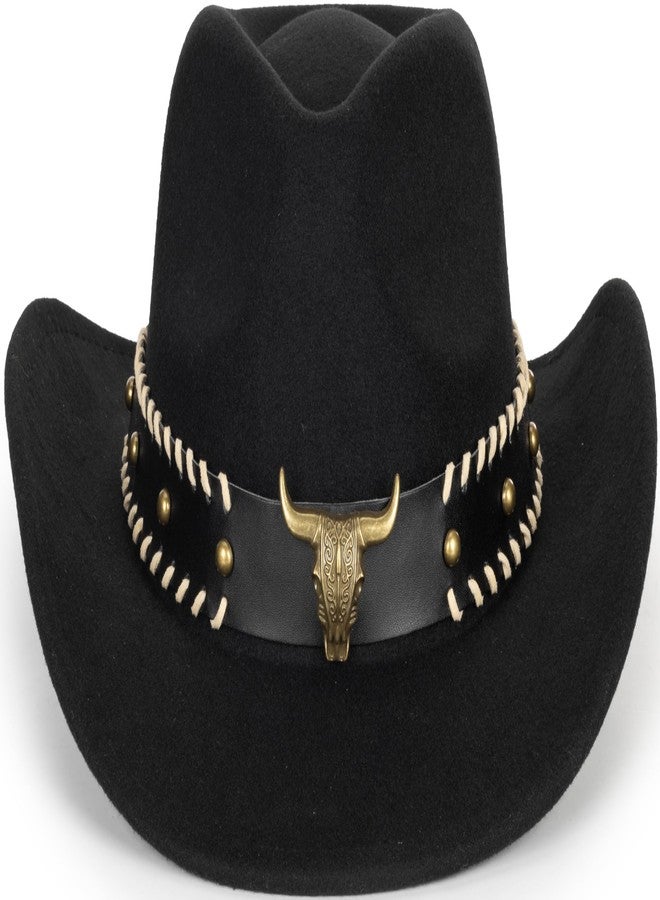 OVOY Kids Girls Boys Felt Fedora Hat Western Cowboy Cowgirl with Buckle Belt Felt Fedora Hats (for Kids 3-7 Years) Black - Image 5
