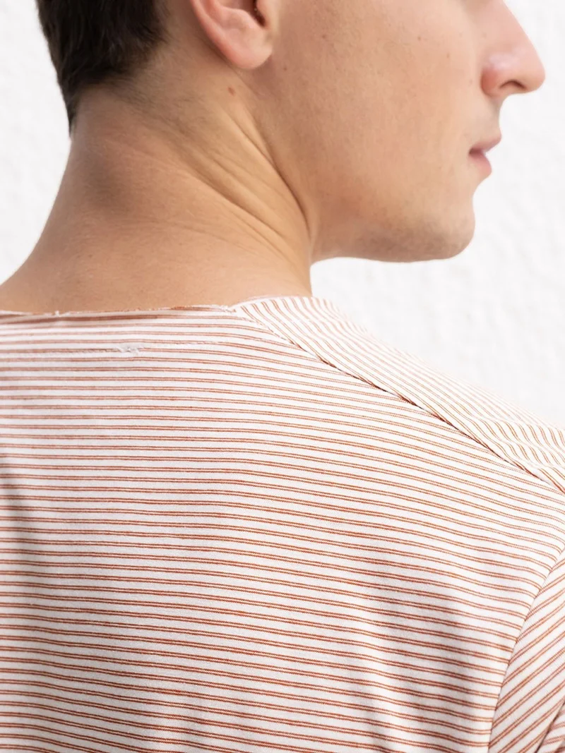 Giesto GIESTO Striped Embroidered Crew Neck T-Shirt