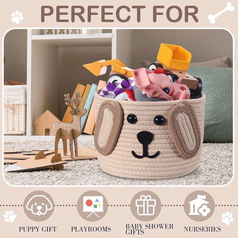 Zopeal Dog Woven Basket 79 D x 6 H Toy Storage Organizer Dog Mom Gift Empty Cute Laundry Puppy Gift Animal Basket for Clothes Towels Toy Laundry Bathroom HomeKhaki Beige - Image 4