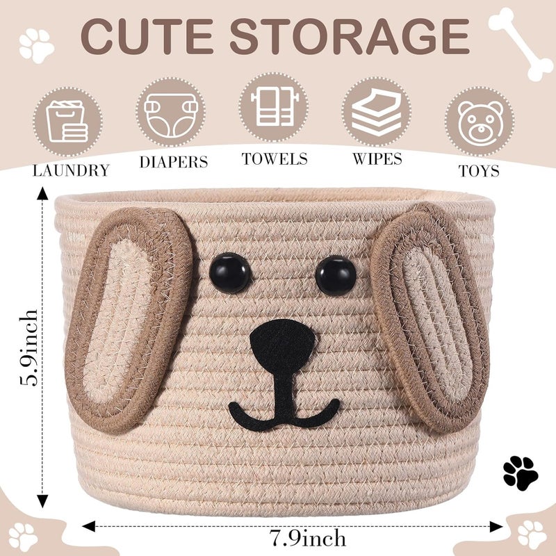 Zopeal Dog Woven Basket 79 D x 6 H Toy Storage Organizer Dog Mom Gift Empty Cute Laundry Puppy Gift Animal Basket for Clothes Towels Toy Laundry Bathroom HomeKhaki Beige - Image 3
