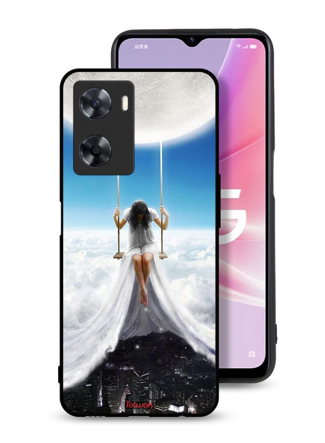 Tolwak Oppo A77 4G Protective Case Cover Moon Clouds Town Art - Image 1