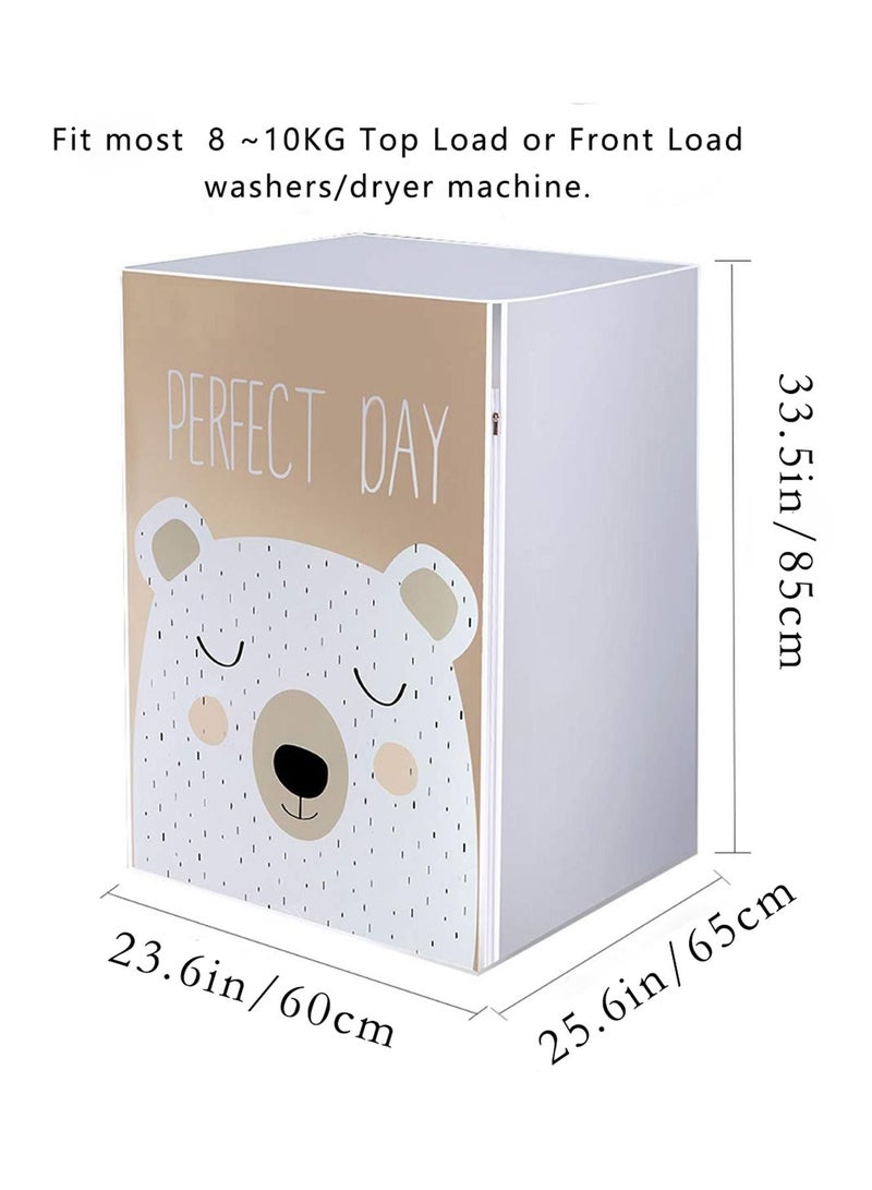 Waterproof Washing Machine Cover Dustproof Sun Protection Washer/Dryer Cover for Top Load Machine Easy to Use Washer Dryer Machine Protection Case Washing Appliance Protectors Bear  2pcs - Image 1