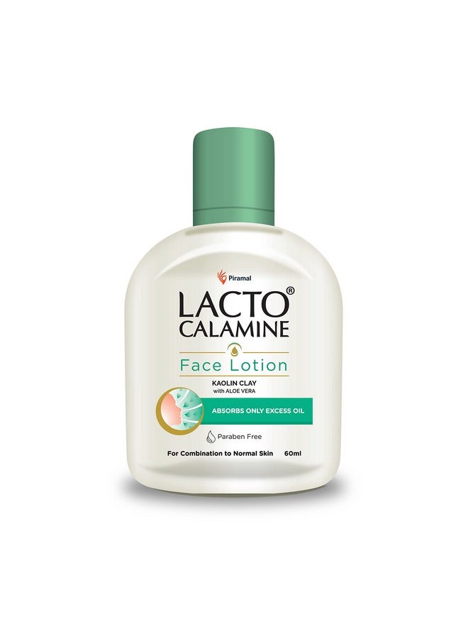 Lacto Calamine Face Lotion | 60 Ml | Daily Moisturizer For Face - Combination To Normal Skin | Kaolin Clay & Aloe Vera | Abosrbs Excess Oil | Fights Pimples, Darkspots & Blackheads | Body Lotion  - Image 1