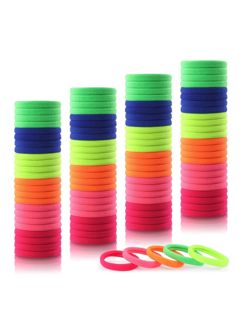 Sky Shine 20 PCS 2 Inch Fluorescent Hair Ties – Seamless Thick Elastic Hair Bands for Women & Girls, No Damage Ponytail Holders for Yoga, Gym, Office, School & Daily Use - Image 1