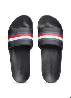 TOMMY HILFIGER Men's Signature Tape Pool Slides, Black - faux leather  - Image 4
