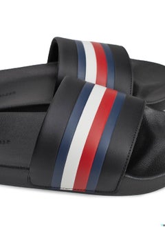 TOMMY HILFIGER Men's Signature Tape Pool Slides, Black - faux leather  - Image 5