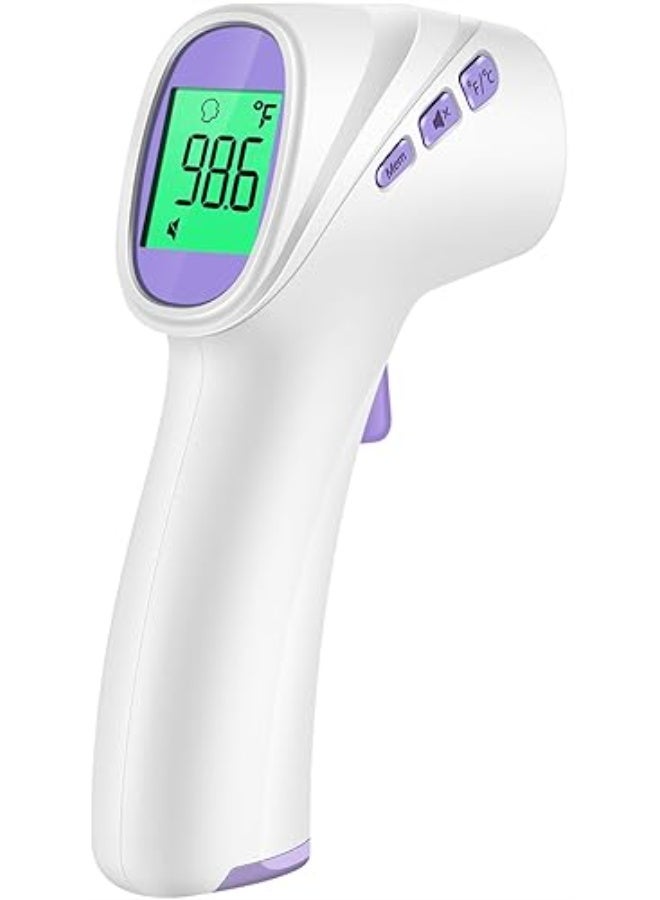 No-Touch Forehead Thermometer – Infrared Digital Thermometer for Adults, Kids & Babies, 1-Second Reading, LCD Backlight & Fever Alarm (Purple) - Image 1