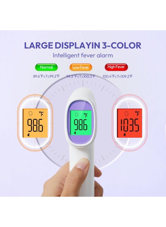 No-Touch Forehead Thermometer – Infrared Digital Thermometer for Adults, Kids & Babies, 1-Second Reading, LCD Backlight & Fever Alarm (Purple) - Image 4