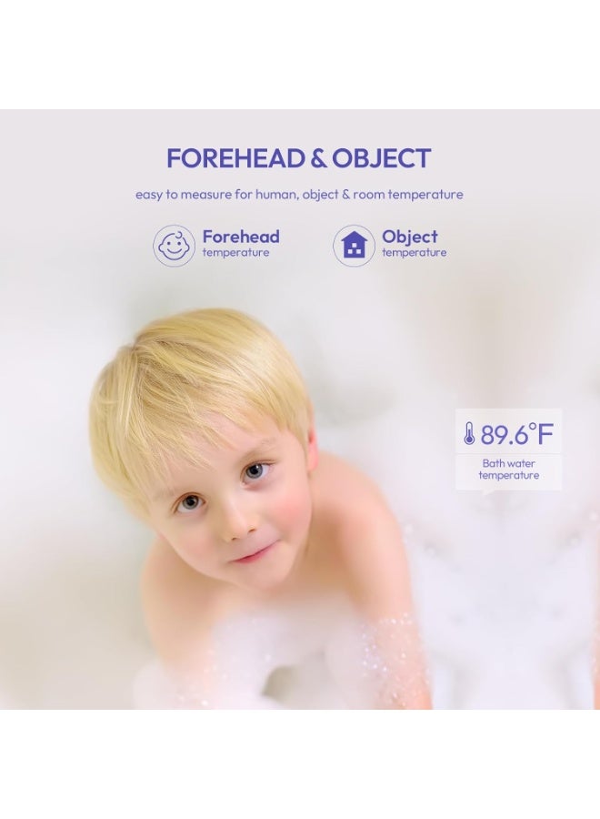 No-Touch Forehead Thermometer – Infrared Digital Thermometer for Adults, Kids & Babies, 1-Second Reading, LCD Backlight & Fever Alarm (Purple) - Image 2
