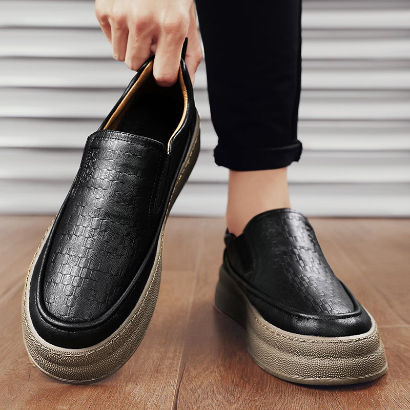 Pure White Men'S Shoes Summer Slip-On Thick Sole Height Increasing 8Cm Board Shoes Men'S Lofu Casual Leather Shoes - Image 3