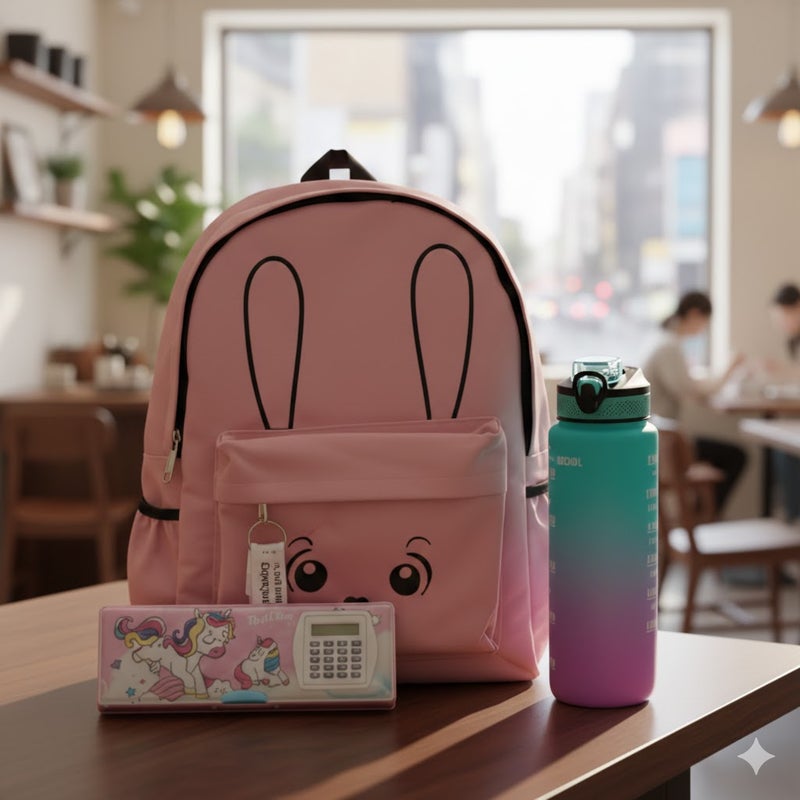 MINDFIT Pink Rabbit Backpack Set for Kids - Image 1