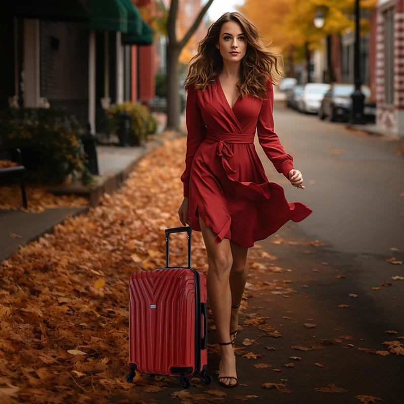 InUSA VASTY Luggage with Spinner Wheels | Durable Lightweight Hardshell Suitcase Travel Bag with Handle and Trolley 20-Inch Carry On Small Luggage | Red - Image 5