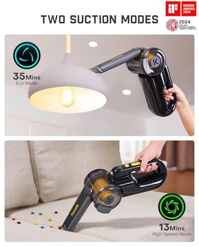 Fanttik Fold V10 APEX Pivot Cordless Car Vacuum, 17000Pa Handheld Vacuum Suction Power, Smart LED Display, Portable for Car Home Pet (Deluxe with Flexible Hose&Pet Brush) - Image 5