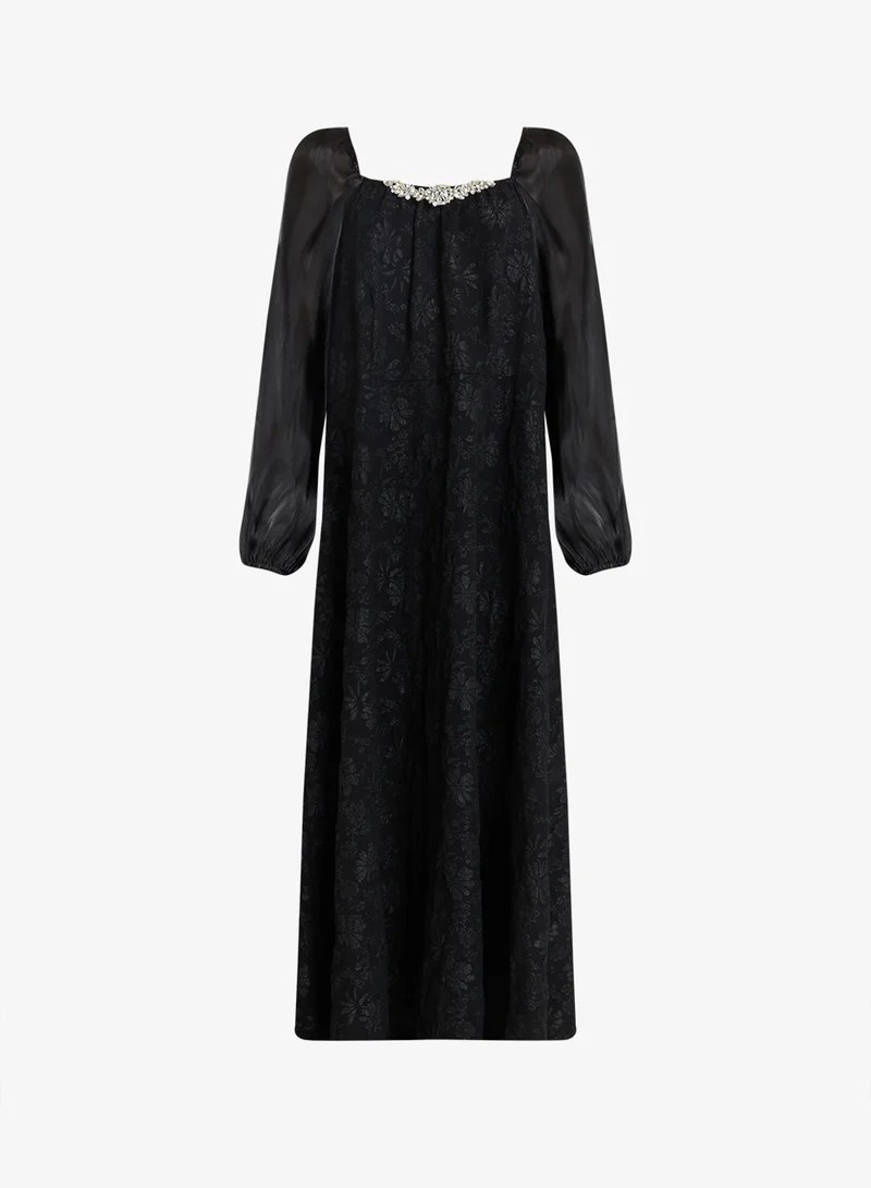 Ella Plus Plus Size A-line Dress With Sheer Sleeves