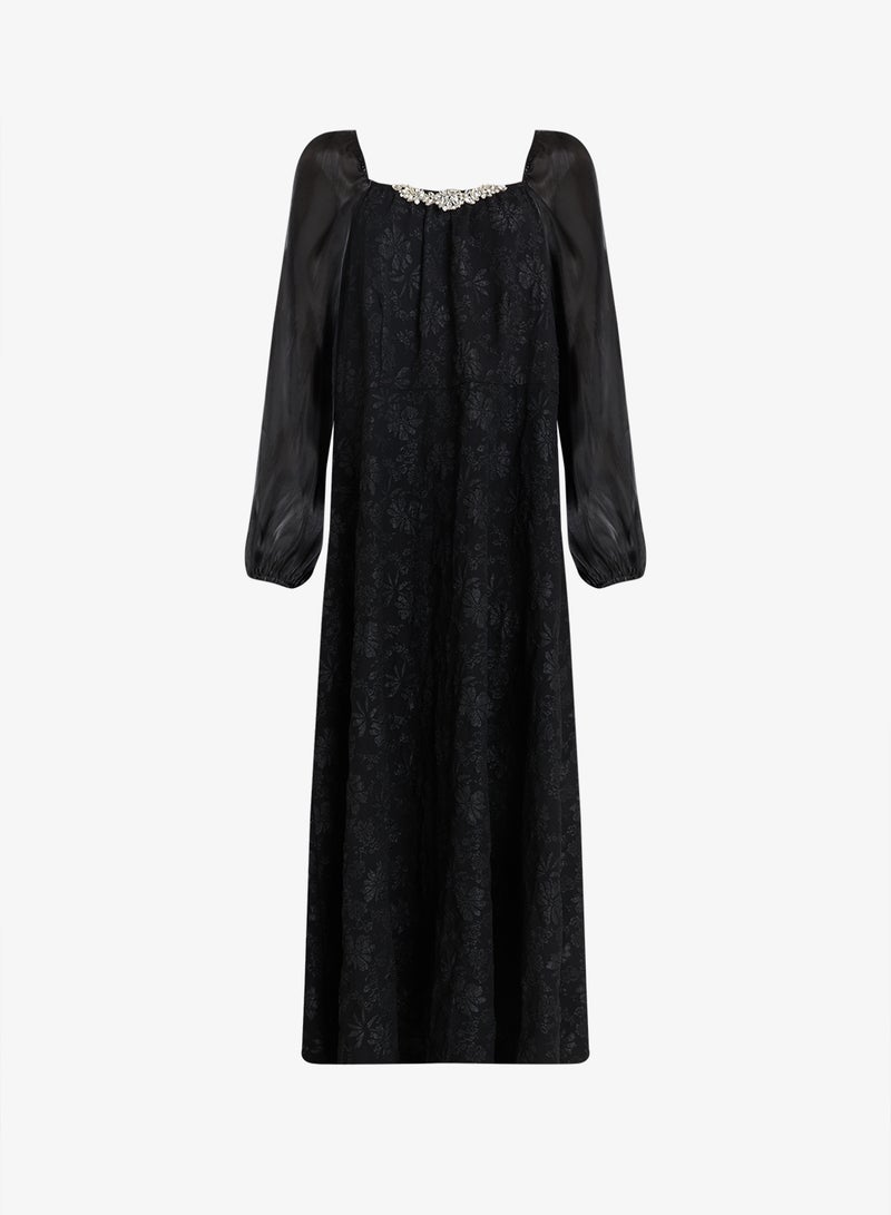 Ella Plus Plus Size A-line Dress With Sheer Sleeves - Image 1