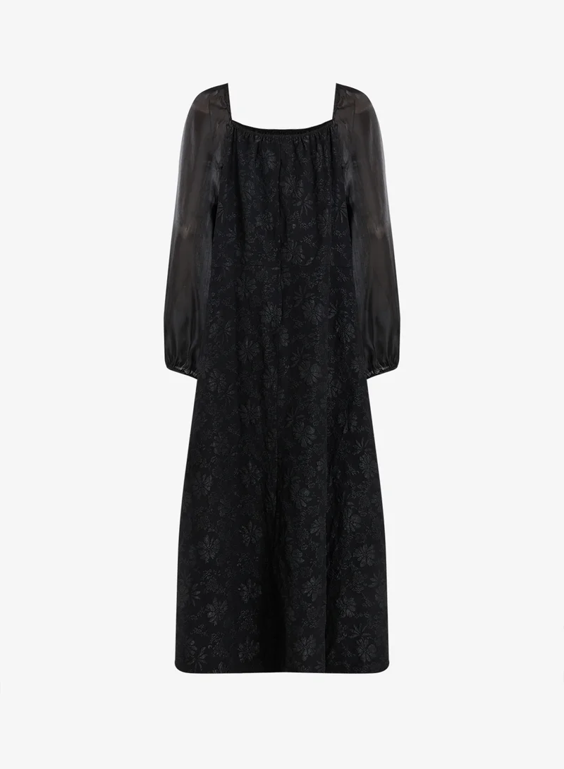 Ella Plus Plus Size A-line Dress With Sheer Sleeves