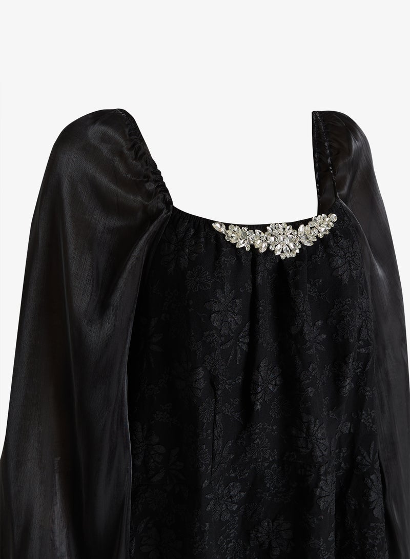 Ella Plus Plus Size A-line Dress With Sheer Sleeves - Image 3