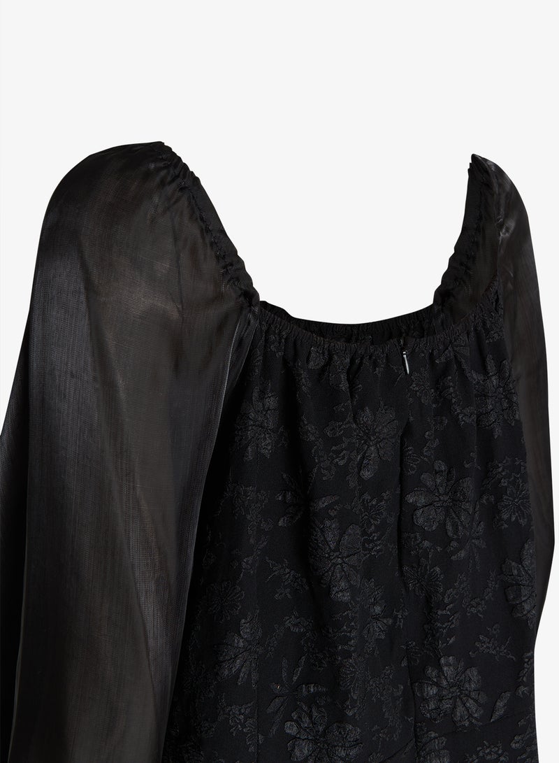 Ella Plus Plus Size A-line Dress With Sheer Sleeves - Image 4