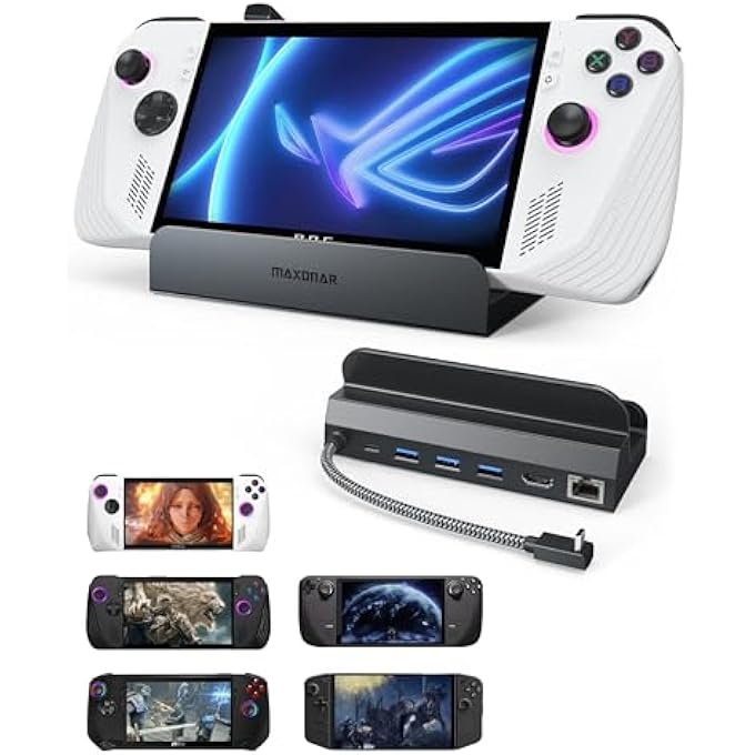 rayihni 6 IN 1 LOOT DOCKING STATION (HYPER-GRIP, HDMI 2.1, 4K@120HZ) FOR ASUS ROG ALLY X/STEAM DECK OLED/LEGION GO/MSI CLAW WITH HDMI 2.1, 3*USB-A 3.0, 1000MBPS ETHERNET, 100W USB-C CHARGE - Image 1