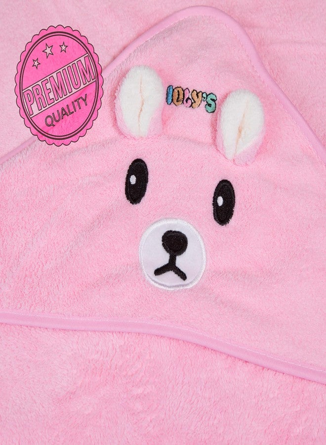 مناشف استحمام للأطفال حديثي الولادة من إيولي، مزودة بغطاء للرأس، مقاس 41 بوصة، طقم من منشفتين مع غطاء للرأس للأطفال الرضع والأطفال الصغار (كبير)، منشفة أطفال، مستلزمات استحمام للأطفال حديثي الولادة (أبيض ووردي). - Image 4