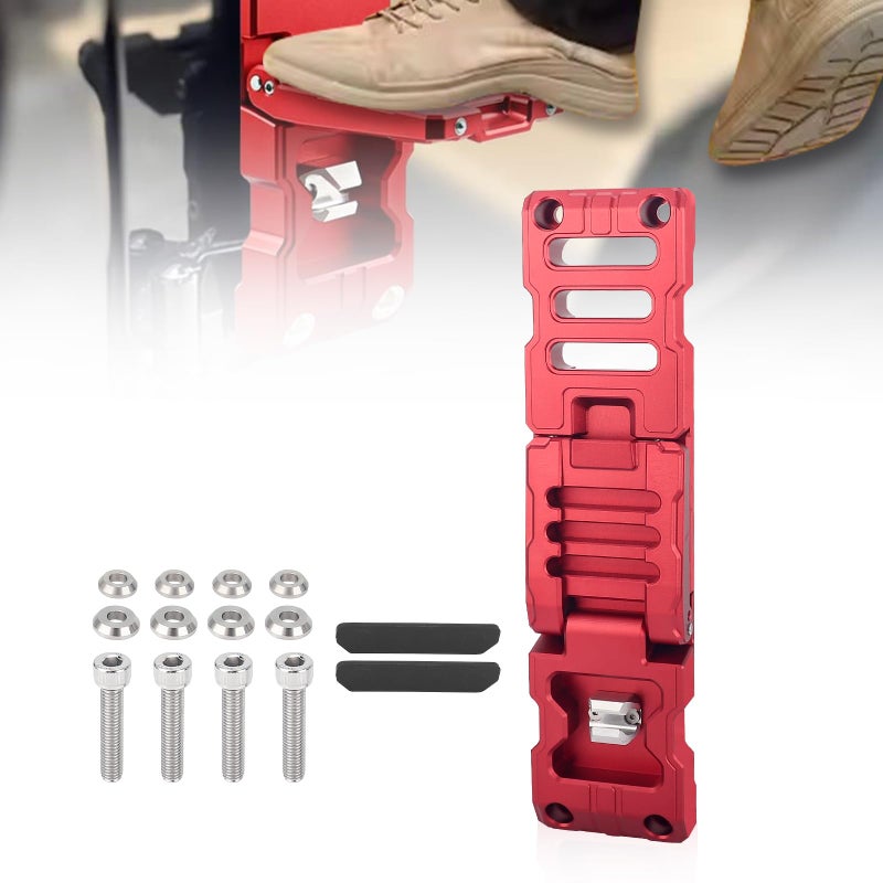 ADTOPI Door Step for Car Roof Access Folding Door Hinge Step Aluminum Alloy Foot Pedal Compatible with 20072023 Jeep Wrangler JK JKU JL JLU Gladiator JT with Bottle OpenerRed