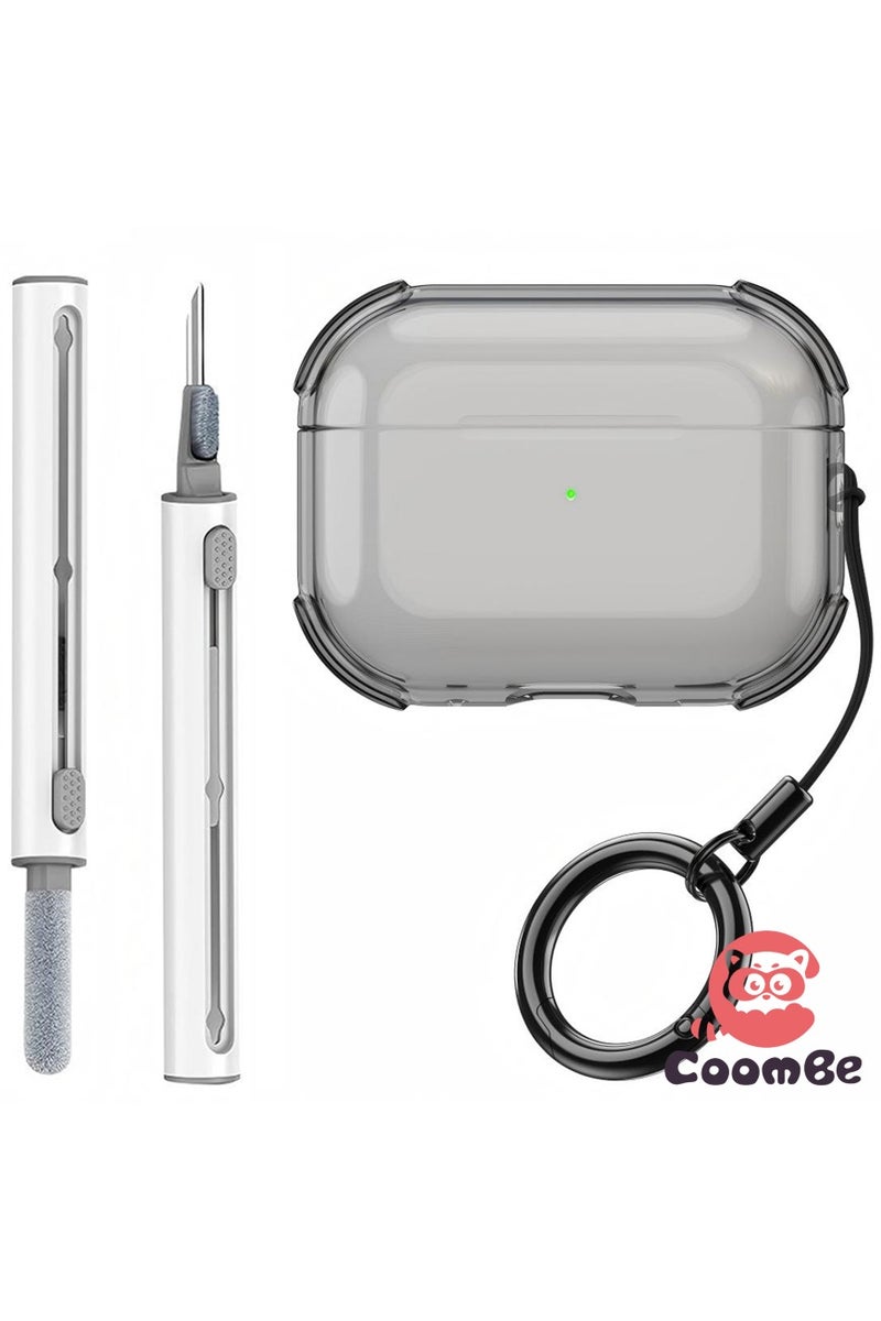 كومبي جراب حماية شفاف أسود لسماعات Apple Airpods Pro 3