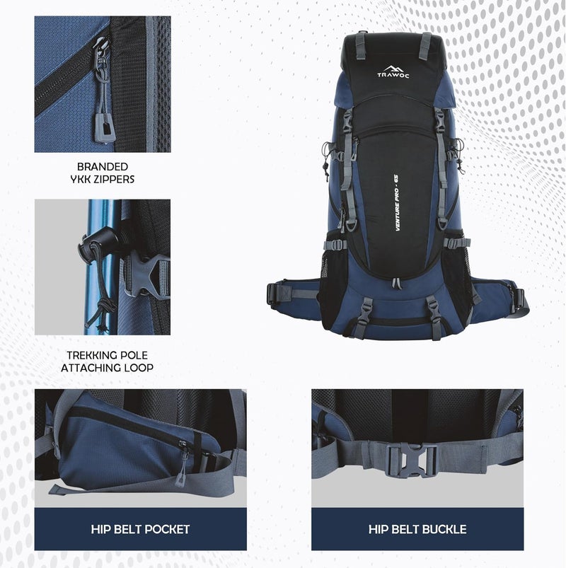 TRAWOC VENTURE PRO 65L Hiking Backpack - Image 2
