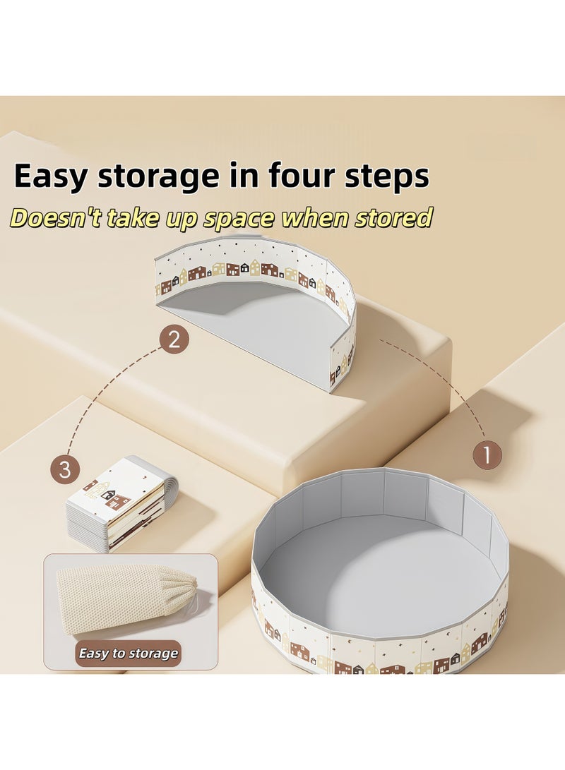 XiuWoo Children's Toy Ball Pit,Round Kids' Ball Pit,Foldable Kids Ball Pit,Double Oxford Cloth Ball Pit,Folding Portable Ball Pool,Sandbox Pool,Baby Ball Pool,Swimming Pool,Portable Bathtub,Pet Dog Bath Pool,for Outdoor Indoor,Ideal Gift for Girls and Boys(Balls Not Included) - Image 5