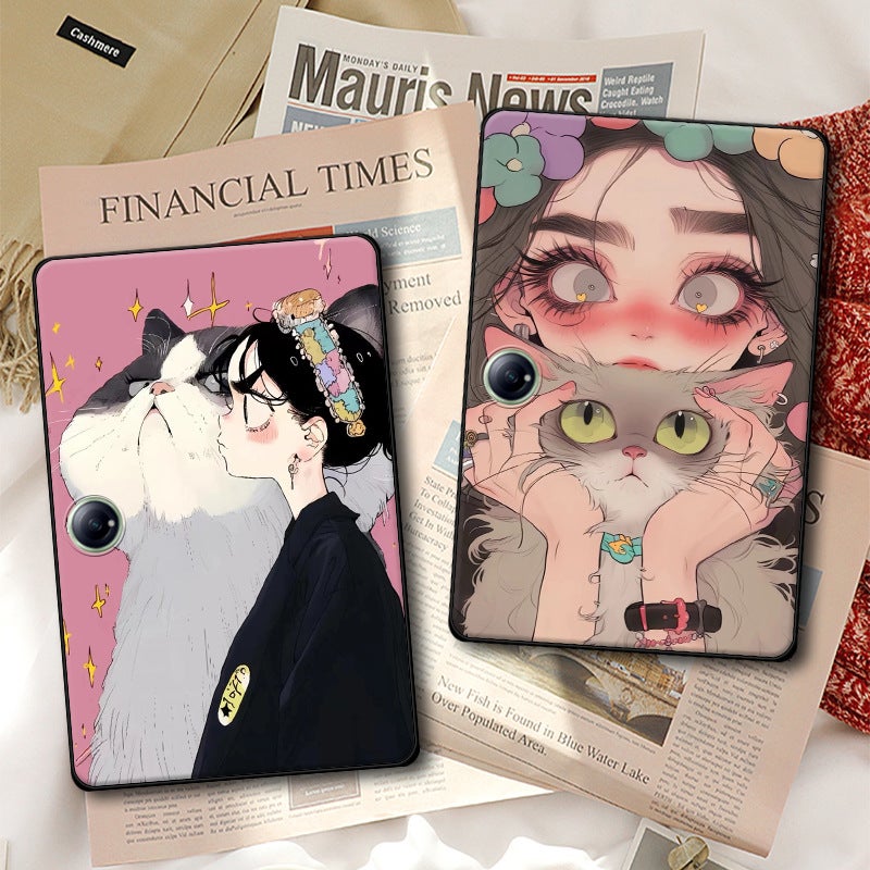 Suitable For Oppo Pad5 Protective Case Soft Shell 3Pro Cat 4Pro Cartoon Girl Air5 Cute Diy Single-Sided Ins - Image 2