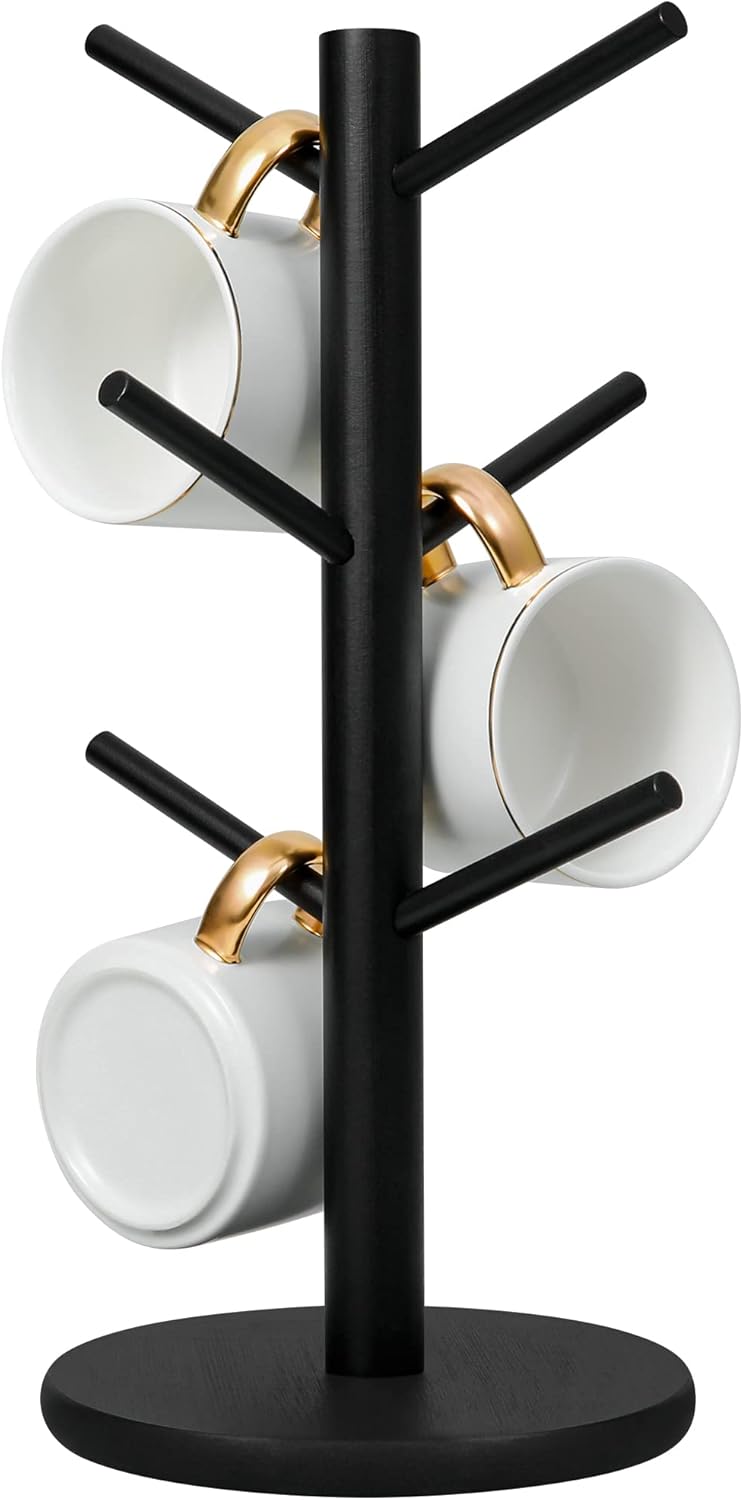 MYLIFEUNIT Mug Holder Tree, Coffee Cup Holder with 6 Hooks (Black) - Image 1