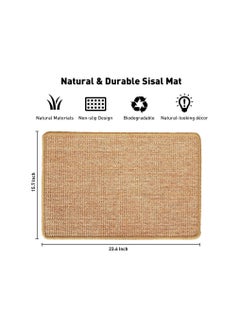 Cat Scratcher Mat Sisal Fabric, 23.6 X 15.7 Inch Natural Sisal Cat Scratch Mats, Horizontal Cat Floor Scratching Pad Rug, Protect Carpets and Sofas，Contains catnip powder