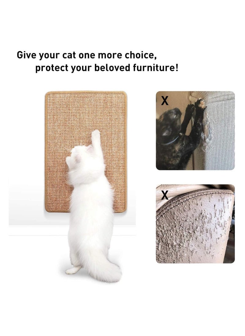 Dubkart - Cat Scratcher Mat Sisal Fabric, 23.6 X 15.7 Inch Natural Sisal Cat Scratch Mats, Horizontal Cat Floor Scratching Pad Rug, Protect Carpets and Sofas，Contains catnip powder - Image 1