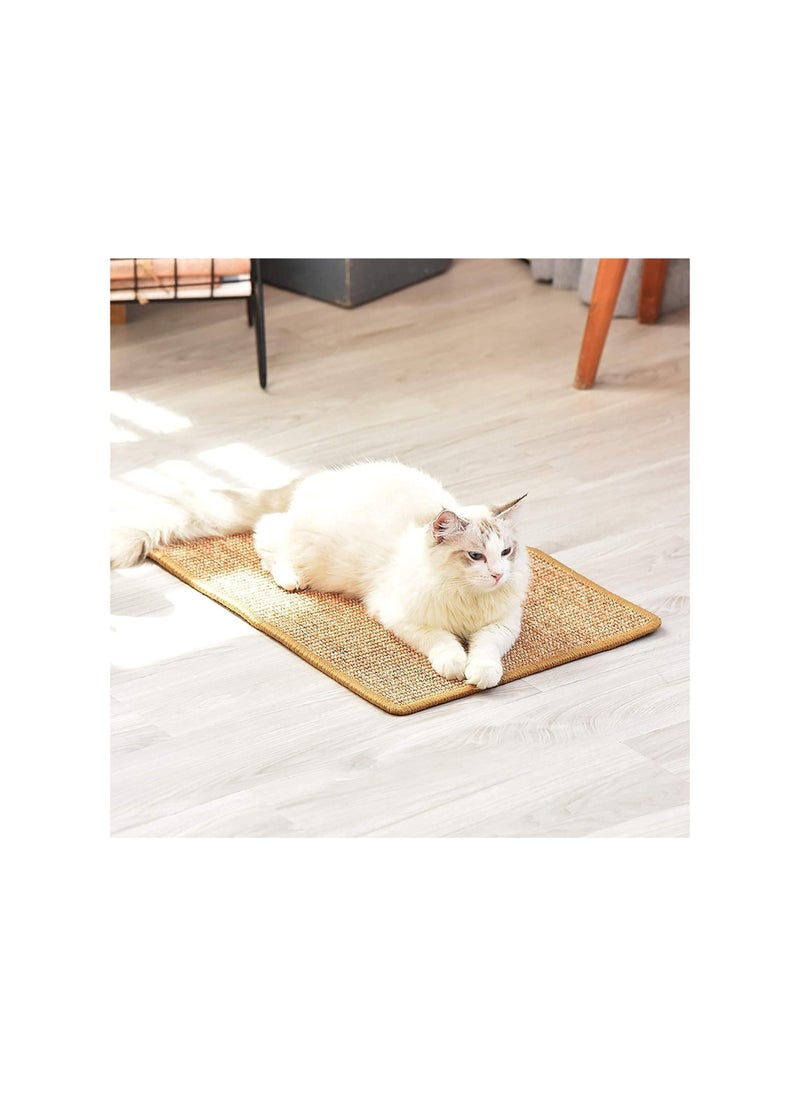 Dubkart - Cat Scratcher Mat Sisal Fabric, 23.6 X 15.7 Inch Natural Sisal Cat Scratch Mats, Horizontal Cat Floor Scratching Pad Rug, Protect Carpets and Sofas，Contains catnip powder - Image 1